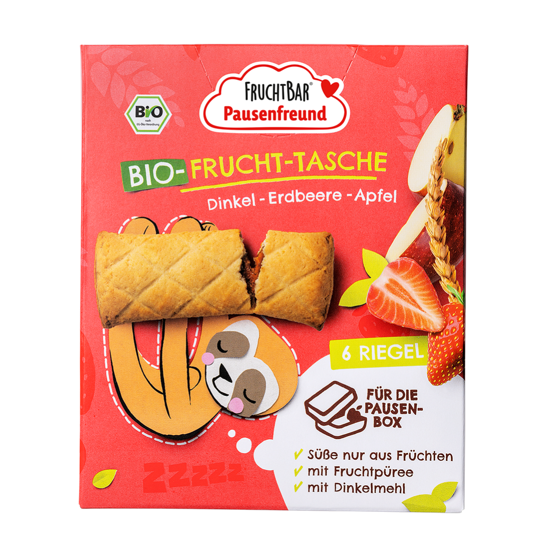 FruchtBar Bio Snacks poche épeautre fraise pomme 3 ans à l'unité