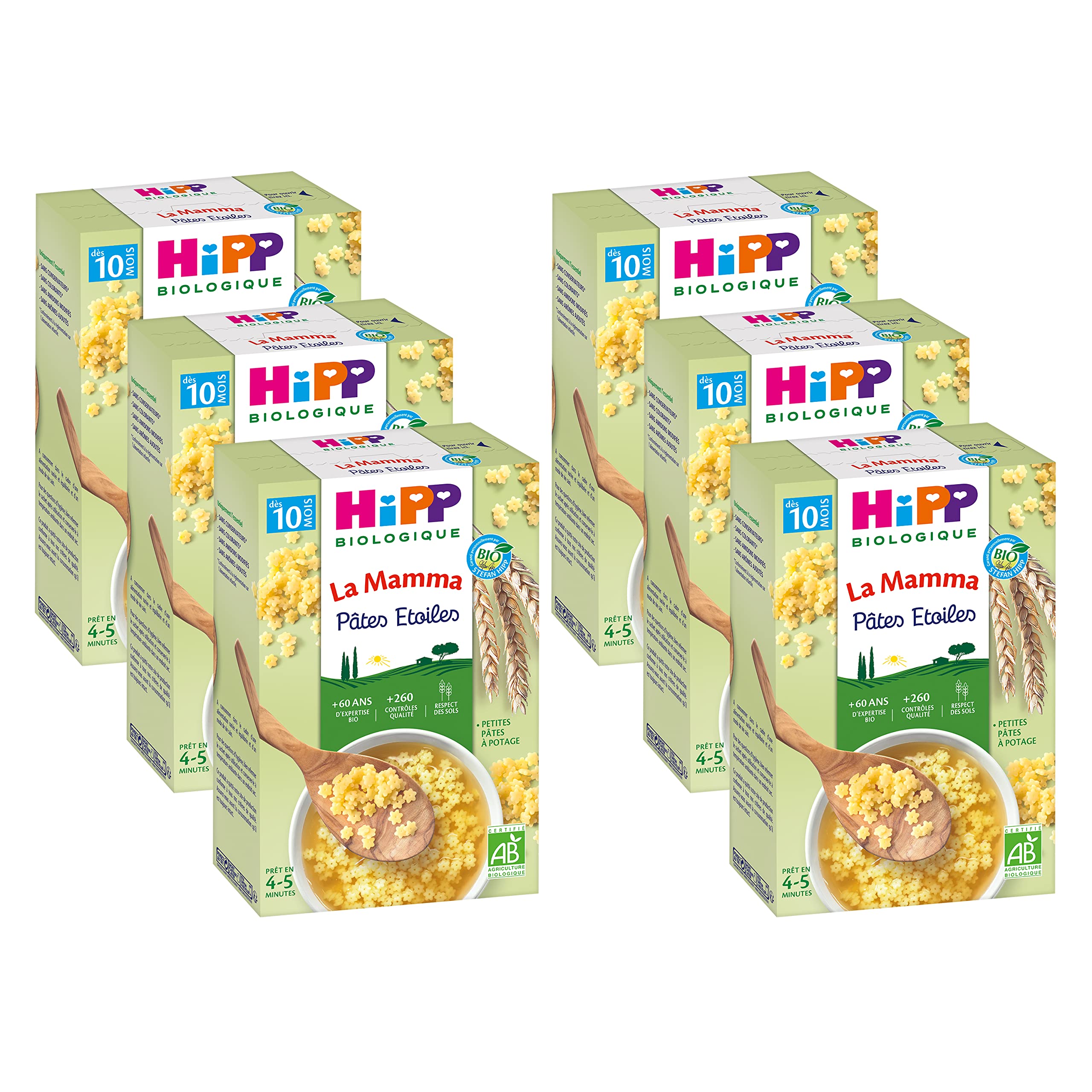 HiPP Céréales Pâtes Étoiles Bébé Bio 320 g Lot 6