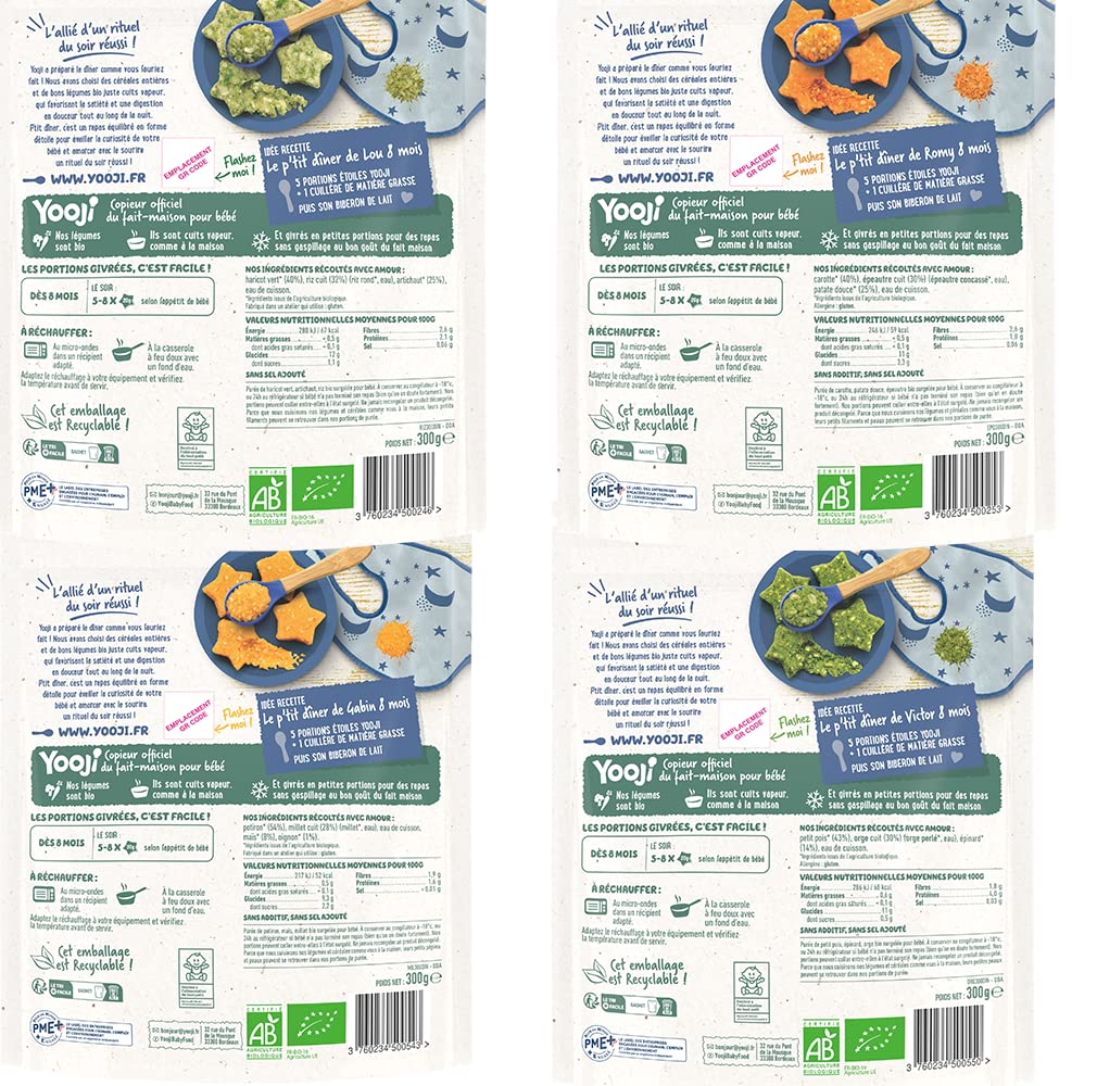 Yooji P'tit Dîner purée bébé 8 mois étoile 12x300g légumes