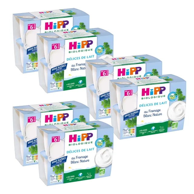 HiPP Délices de Lait Fromage Blanc dessert bébé 6x4x100g