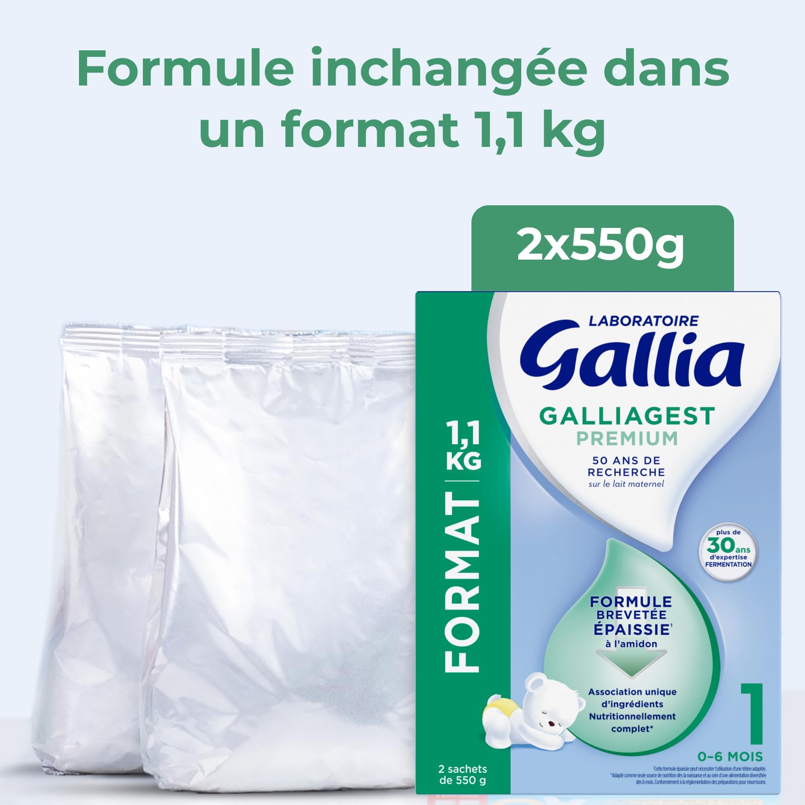 Gallia Galliagest Premium 1 lait poudre 0-6 mois 1,1kg lot 3
