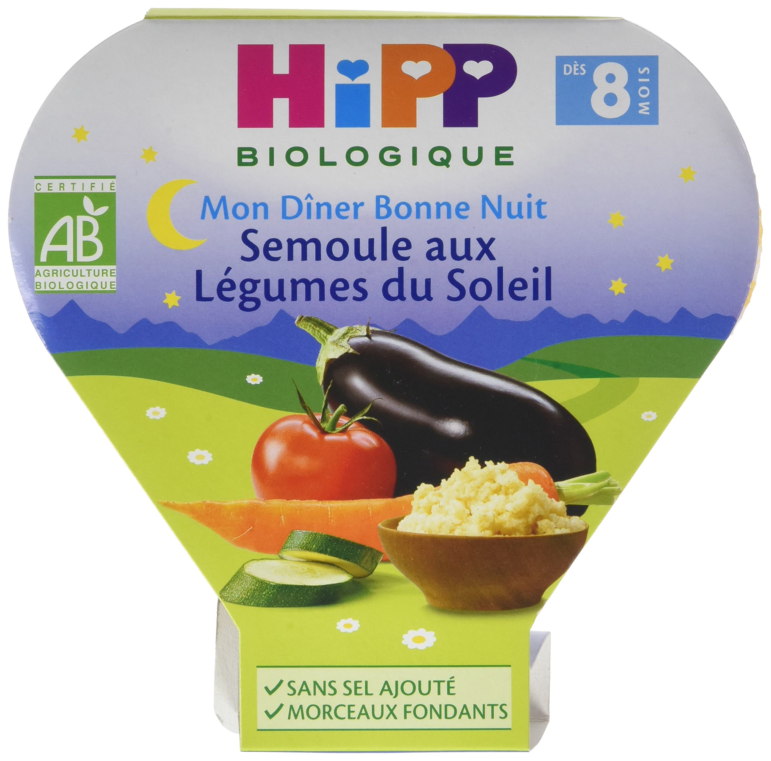 HiPP Menus du soir assiette semoule légumes du soleil 8 mois 7x200g