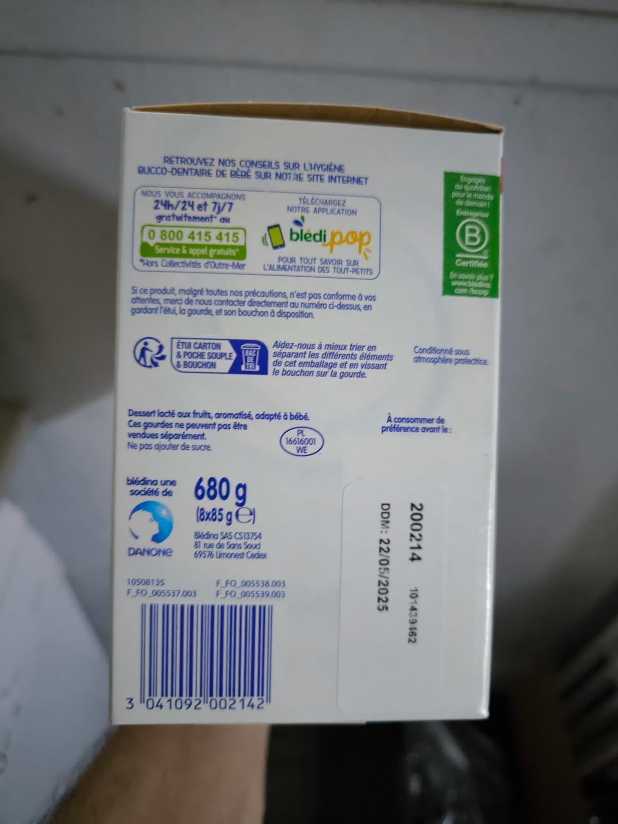 Blédina Blédine Fruits gourdes lactées 10 mois 32x85g 4 parfums