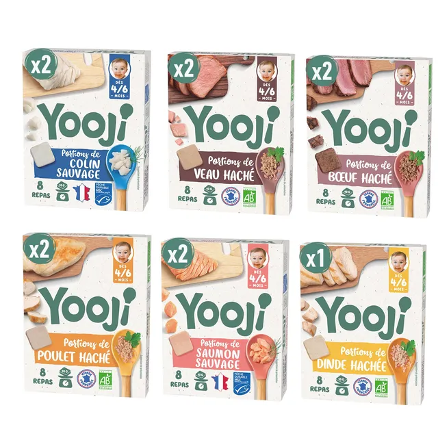 Yooji Haché Viande Poisson Bébé Bio 11 Packs Surgelé