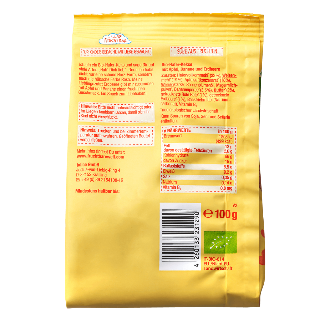 FruchtBar Bio Kekse biscuit avoine fraise banane 8 mois
