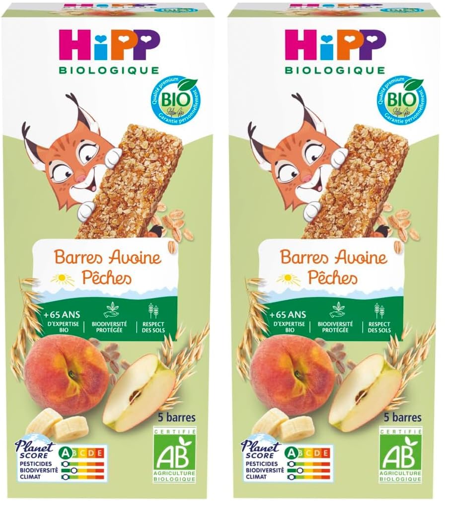 HiPP Goûters Barres Avoine Pêche Snack 5x20g Bio