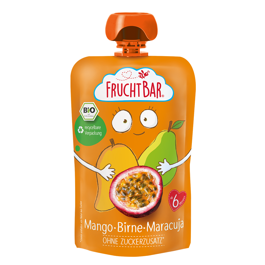 FruchtBar Bio Quetschies Mangue Poire Maracuja gourde 6 mois