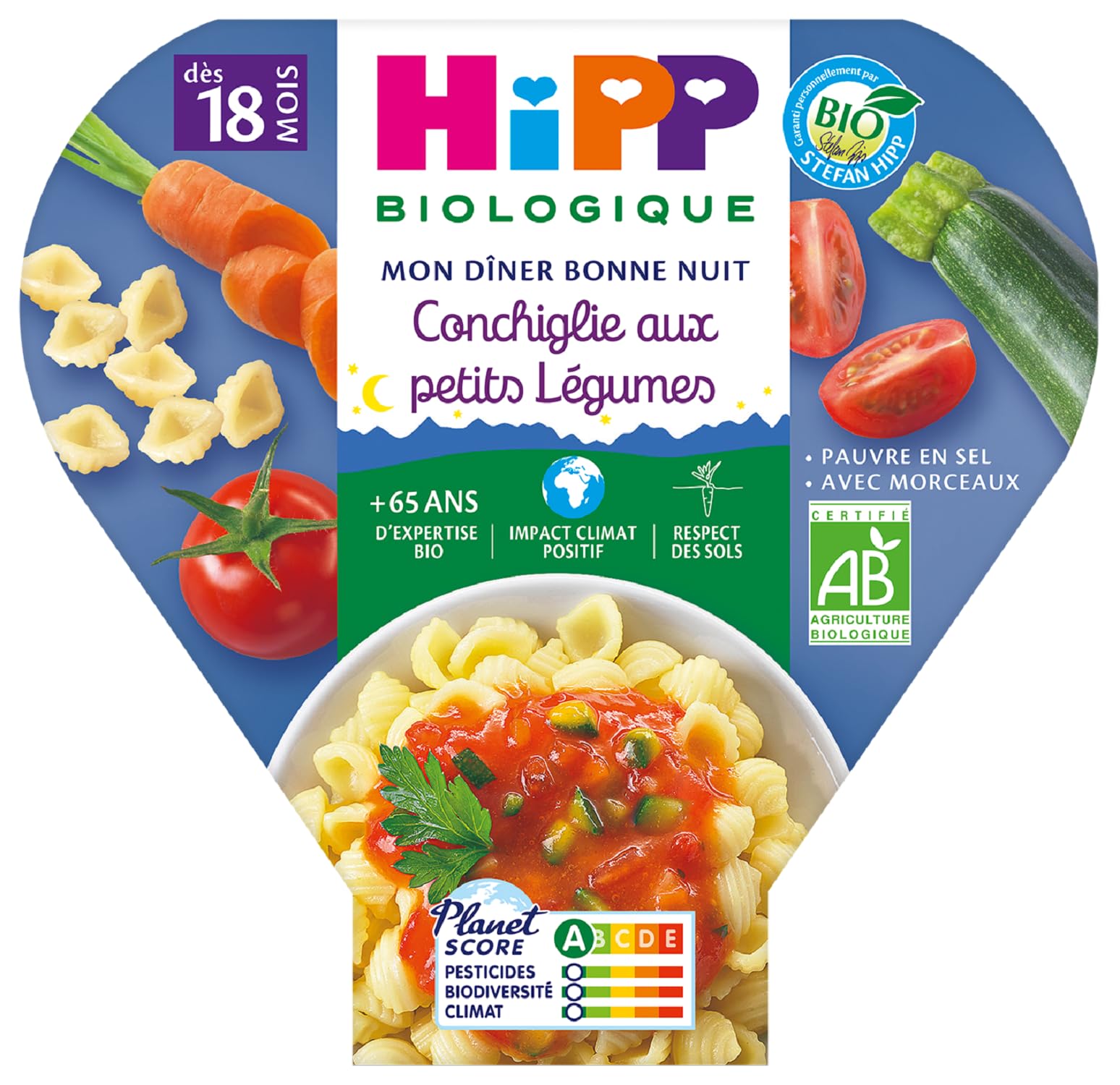 HiPP Menus du midi Conchiglie Légumes 18 mois 6x260g