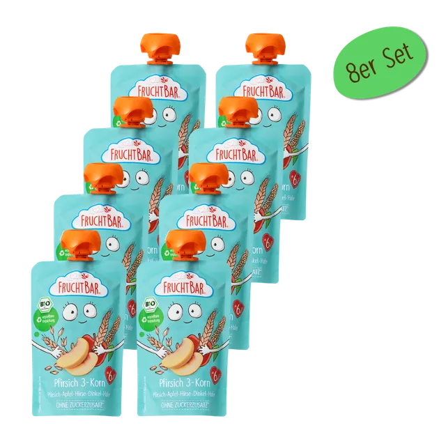 FruchtBar Bio Quetschies Pfirsich 3-Korn gourde pêche-céréales dès 6 mois