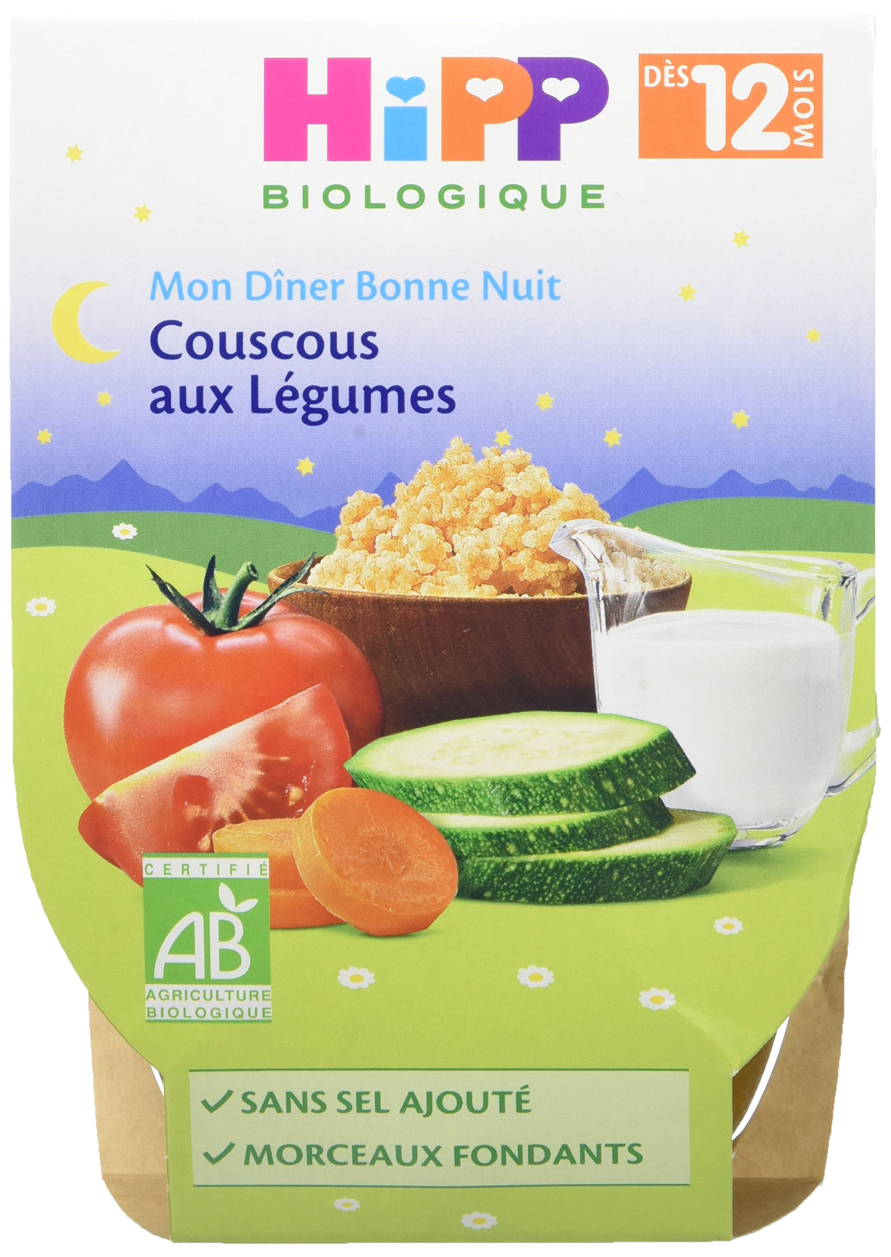 HiPP Menus du Soir Couscous plat bébé 12 mois 8x220g