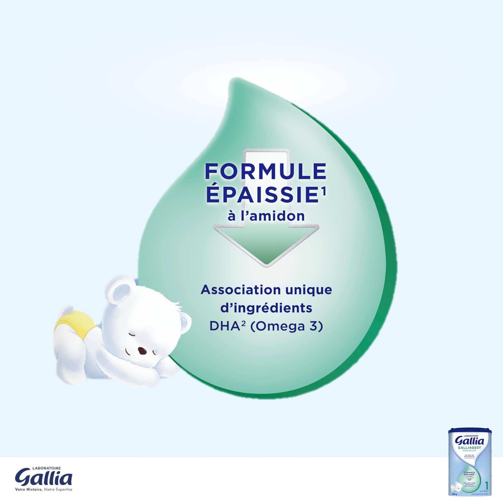 Gallia Galliagest Premium 1 lait poudre 0-6 mois 3x820g épaissi