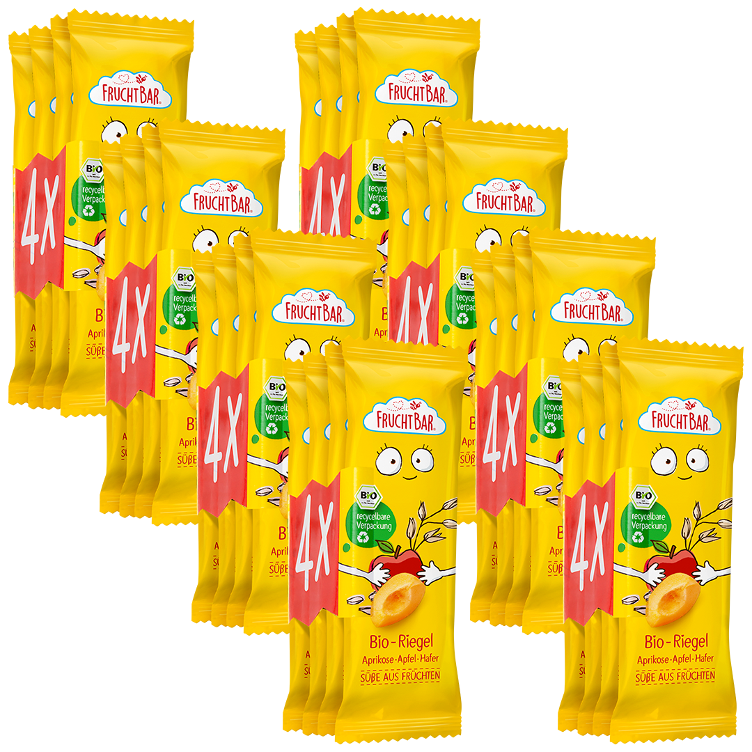 FruchtBar Bio Riegel abricot pomme avoine barre bio 4 pack