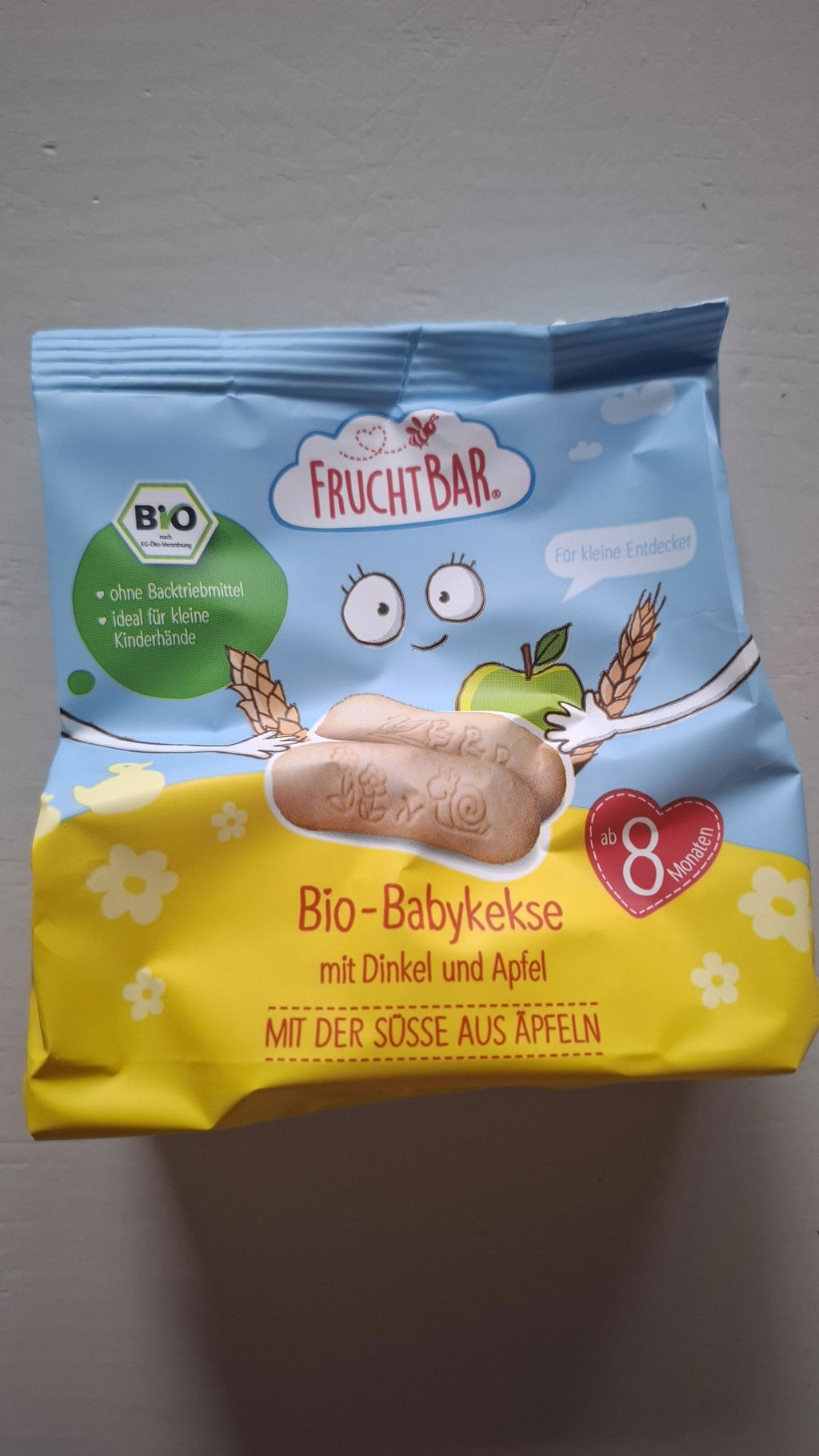 FruchtBar Bio Kekse biscuits bébé épeautre pomme pièce dès 8 mois