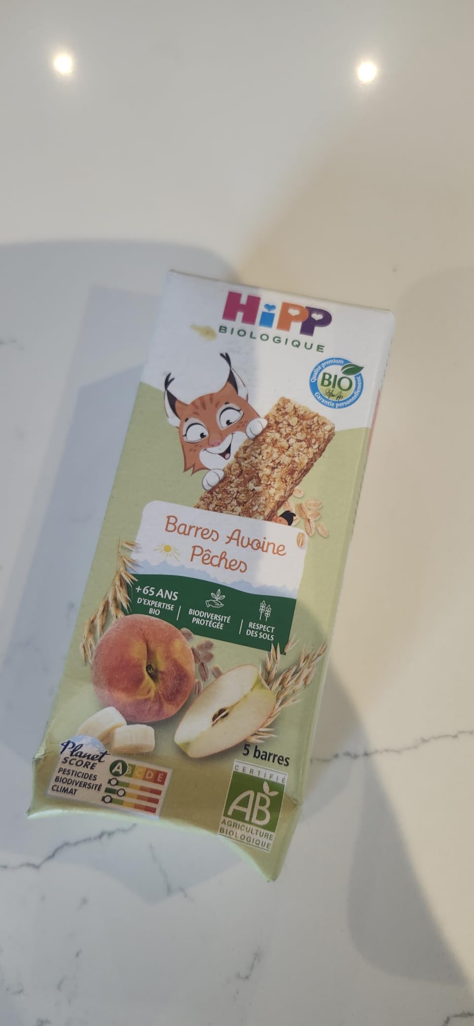 HiPP Goûters Barres Avoine Pêche Snack 5x20g Bio