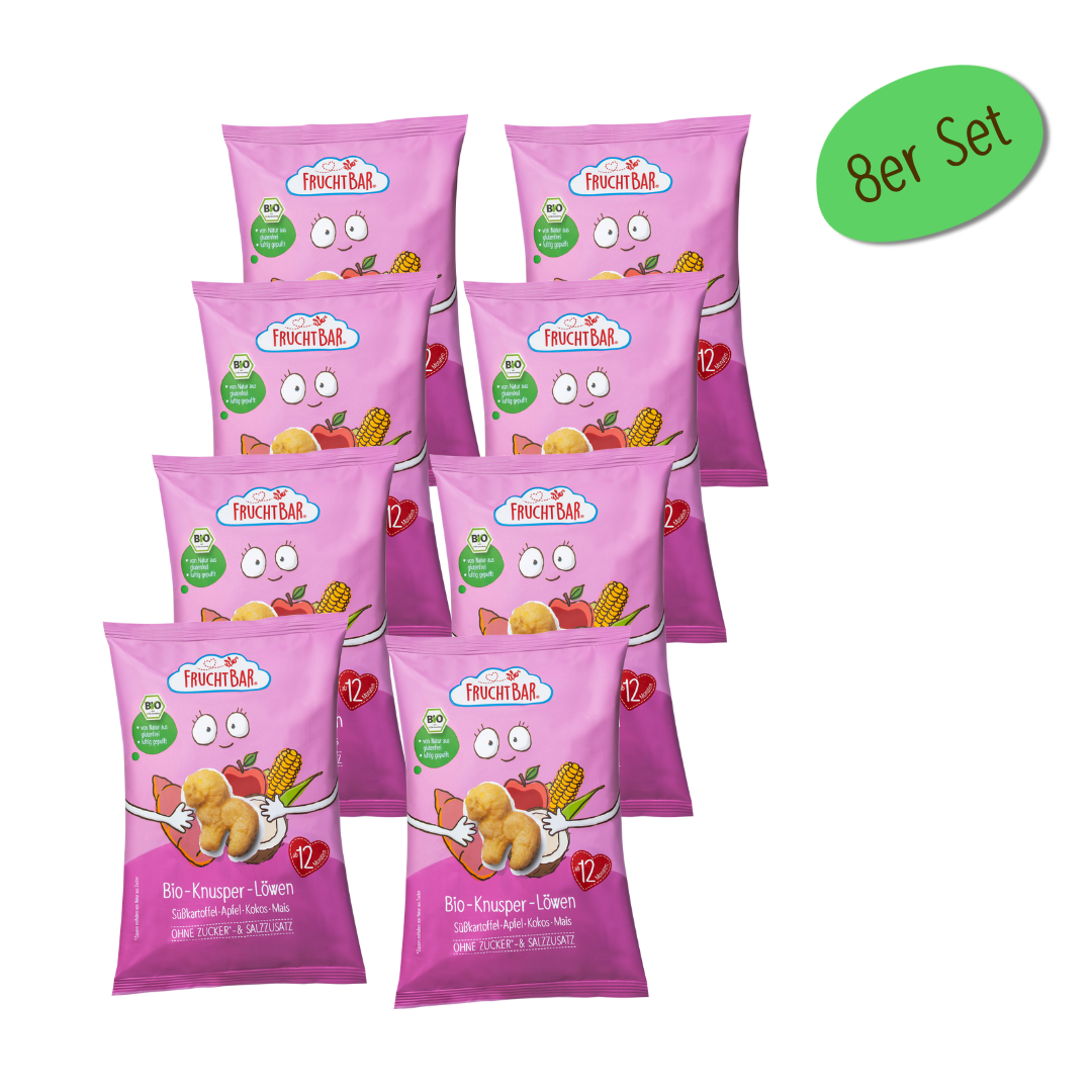 FruchtBar Bio Snacks Knusper Löwen Pomme Maïs à l'unité 12 mois
