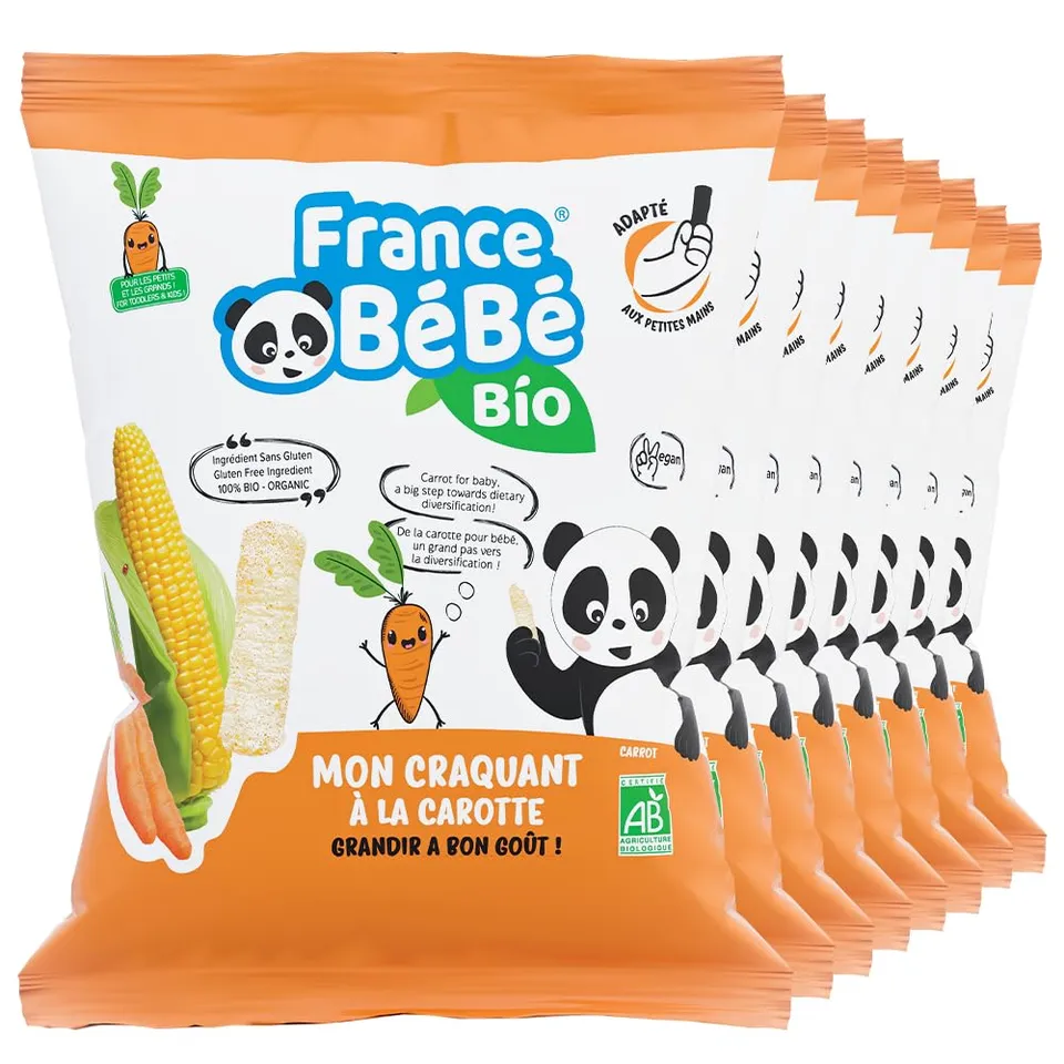 France Bébé Maïs Soufflé Carotte Biscuit Bébé Bio 8x20g