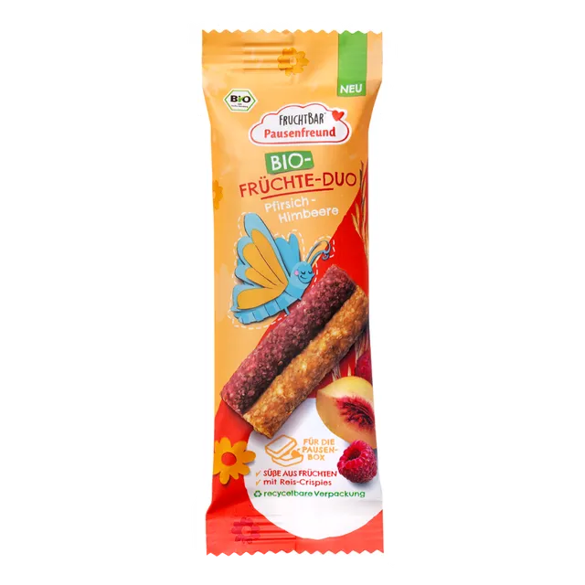 FruchtBar Bio Riegel Früchte Duo barre fruits pêche-framboise dès 3 ans