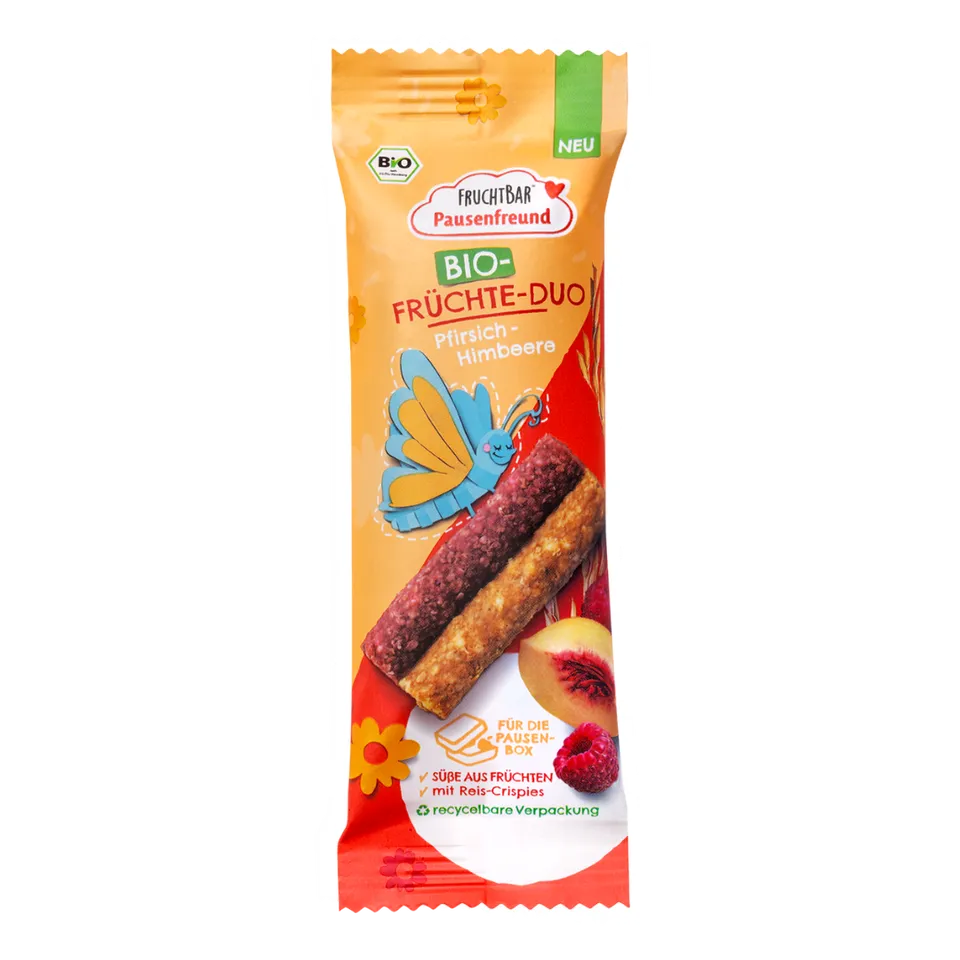 FruchtBar Bio Riegel Früchte Duo barre fruits pêche-framboise dès 3 ans