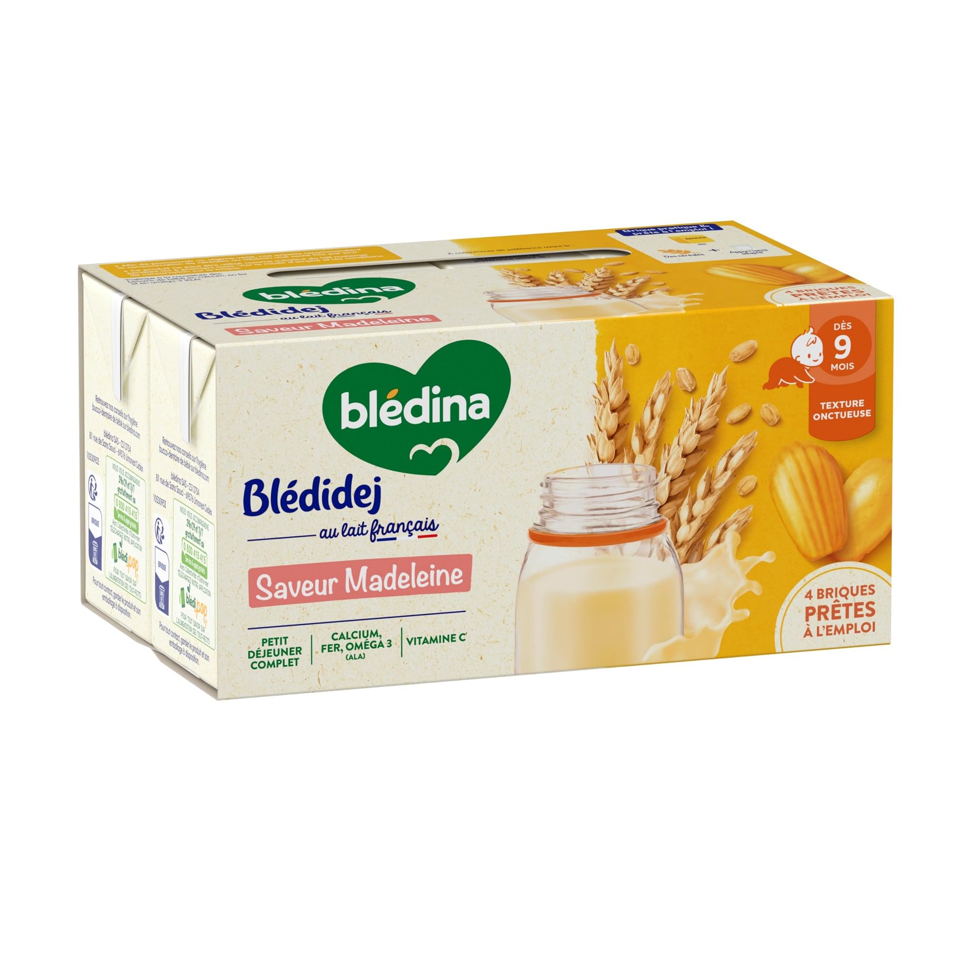 Blédina Blédidej Madeleine céréales lactées 9 mois 12x250ml