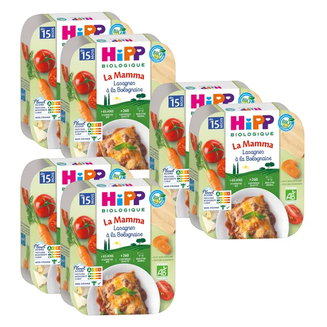HiPP La Mamma Lasagnes Bolognaise Plat Bébé 6x250g dès 15 mois