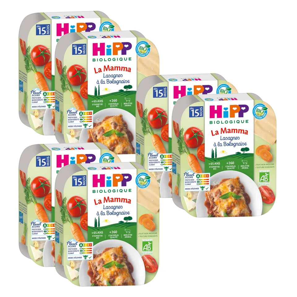 HiPP La Mamma Lasagnes Bolognaise Plat Bébé 6x250g dès 15 mois