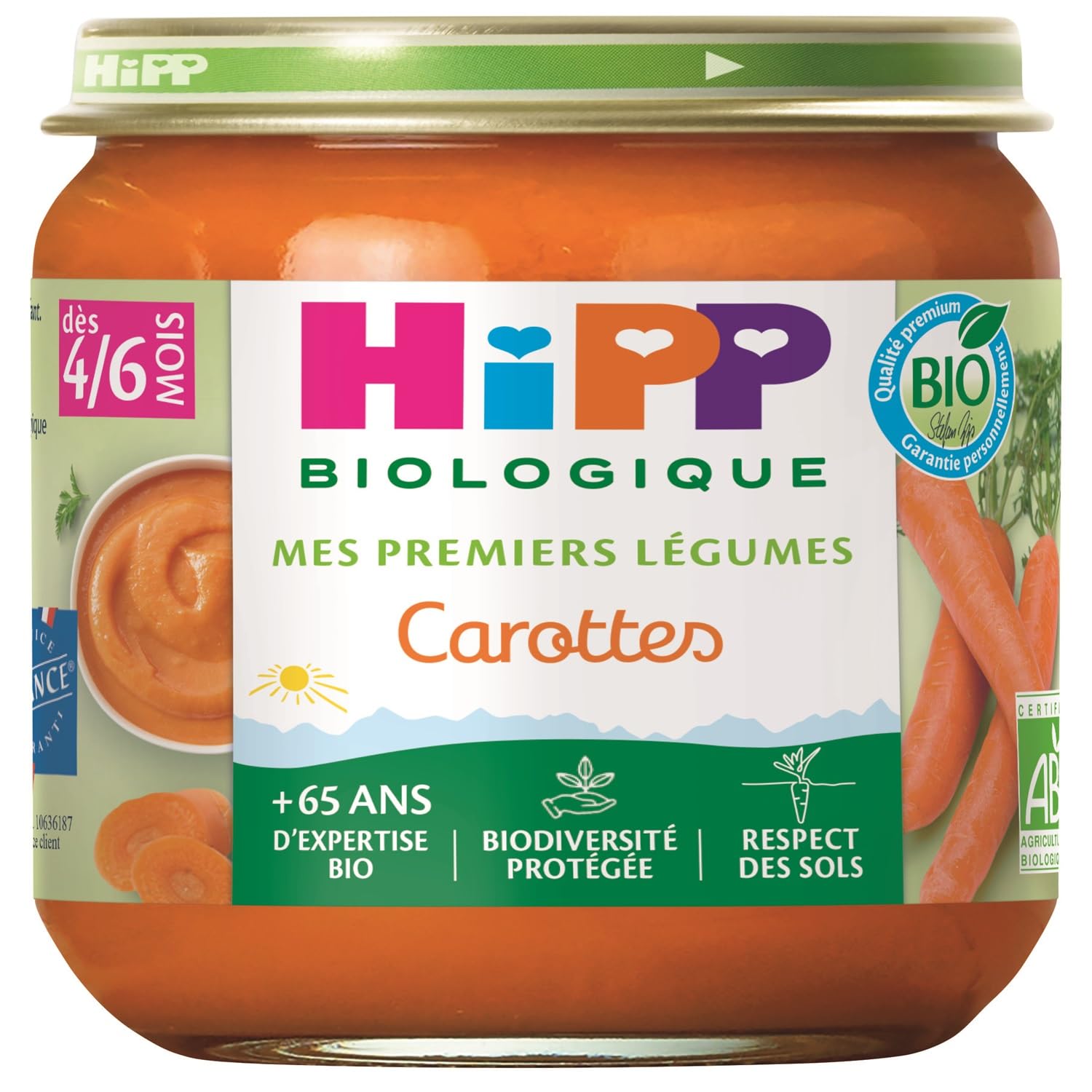 HiPP Mes 1ers petit pot bébé carottes bio 6x125g lisse