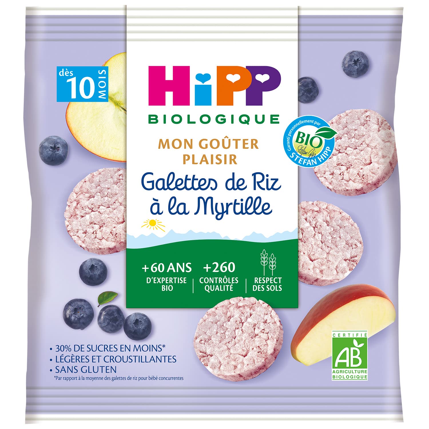 HiPP Goûters Galettes de Riz Myrtille En-cas 7x30g