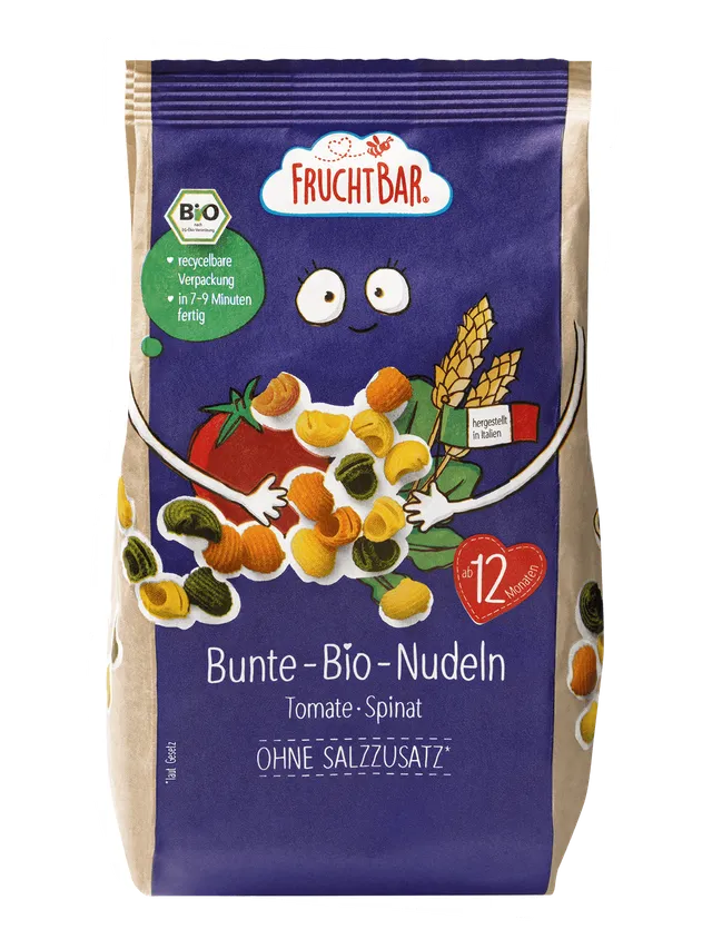 FruchtBar Bio Nudeln Pâtes Tomate Épinard à l'unité 12 mois