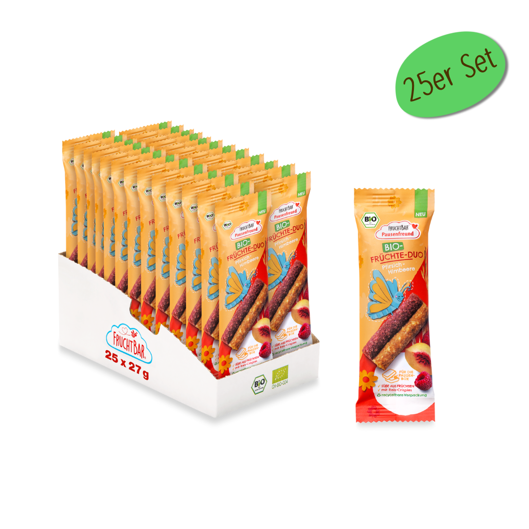 FruchtBar Bio Riegel Früchte Duo barre fruits pêche-framboise dès 3 ans