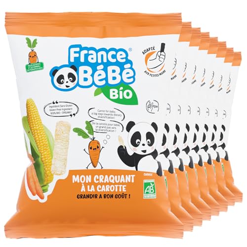 France Bébé Maïs Soufflé Carotte Biscuit Bébé Bio 8x20g