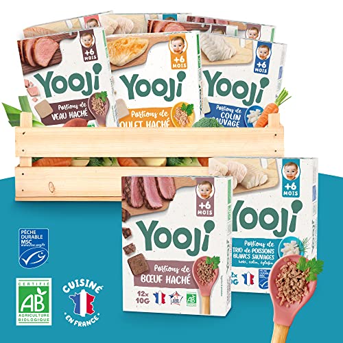 Yooji Haché Viande Poisson Bébé Bio 11 Packs Surgelé