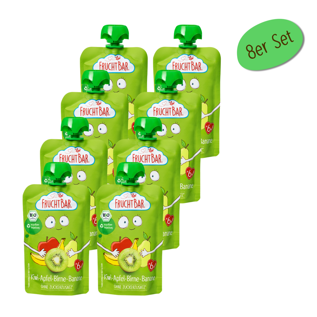 FruchtBar Bio Quetschies Kiwi Pomme Poire Banane gourde bébé bio