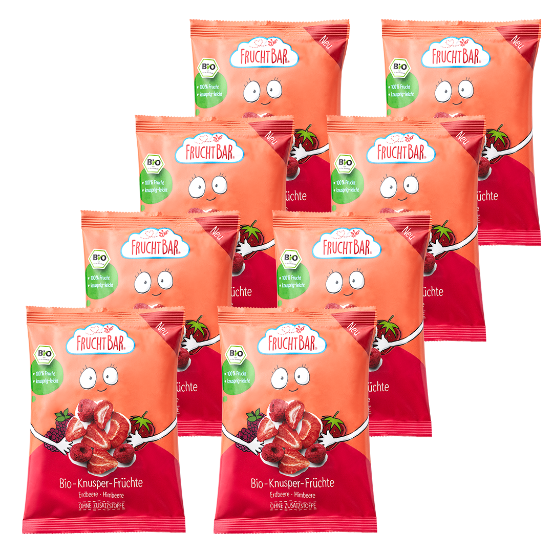 FruchtBar Bio Snacks fruits croustillants fraise framboise 3 ans