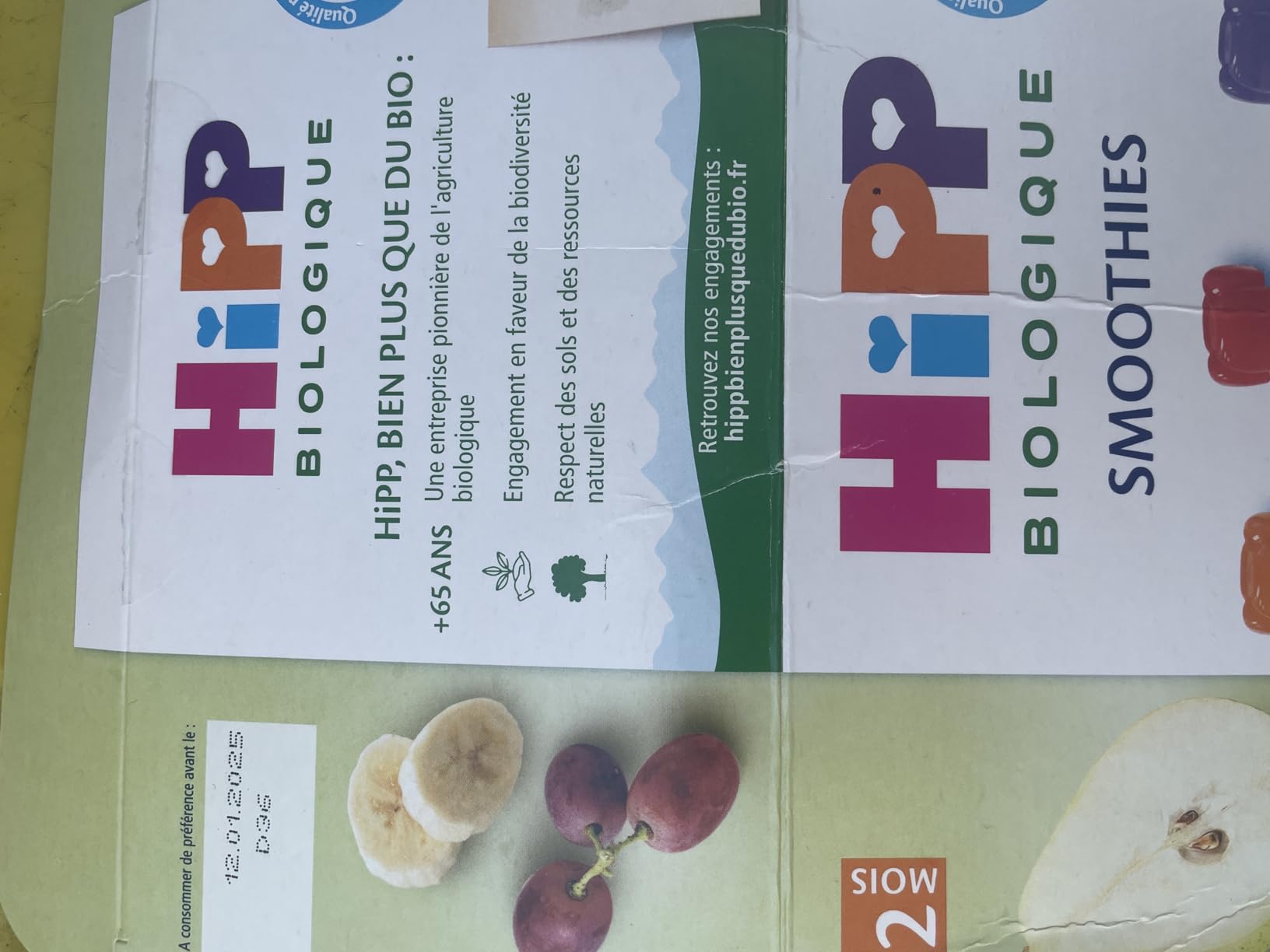 HiPP Smoothies gourde fruits 12 mois 32x120ml 3 parfums bio