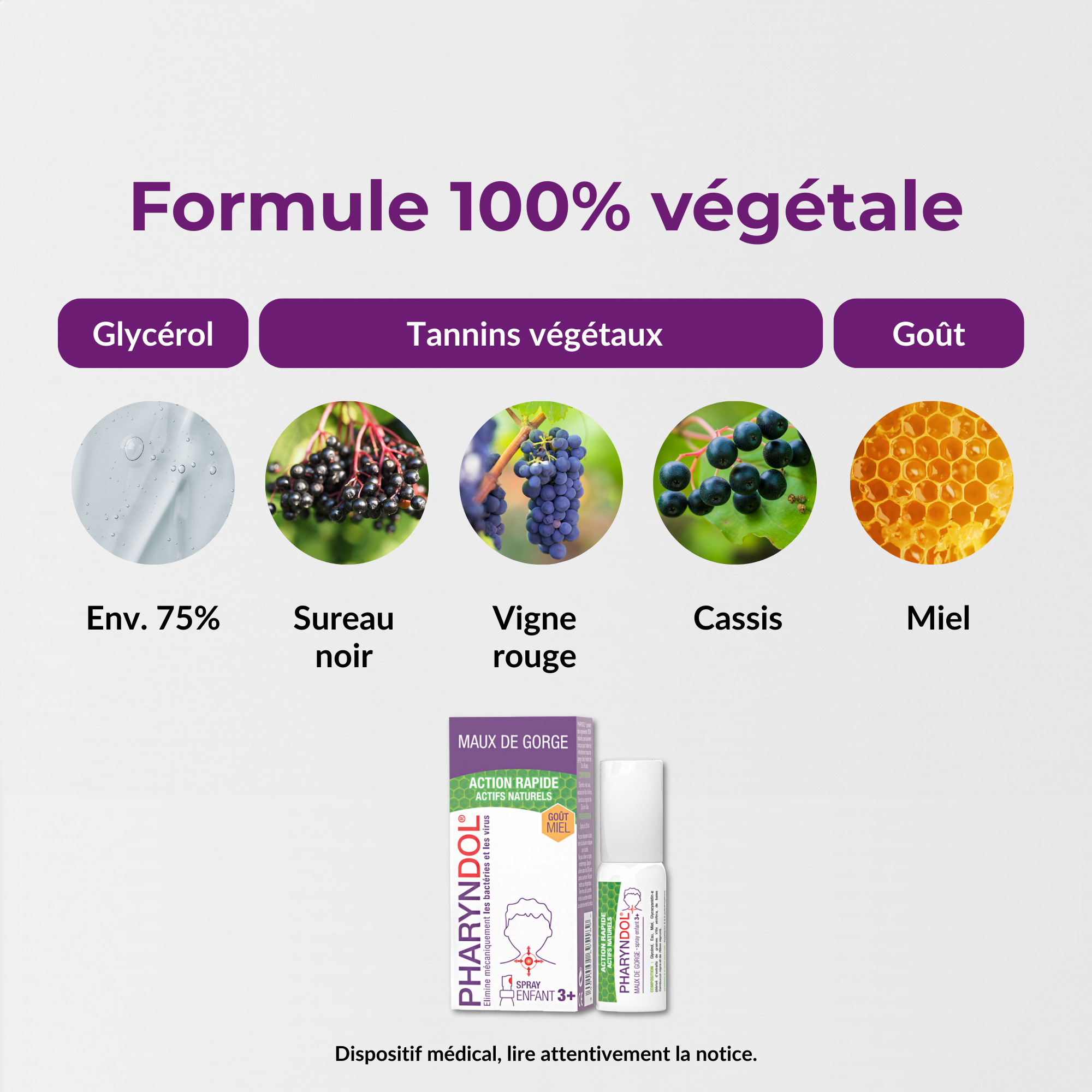 PediAct Pharyndol spray enfant 20 mL goût miel dès 3 ans