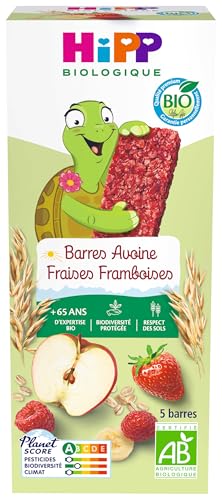 HIPP Goûters et Snacks barres avoine fraises framboises 100g