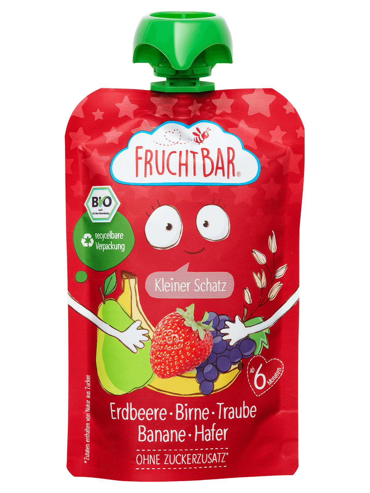 FruchtBar Bio Quetschies Petit Trésor Fraise gourde bébé avoine