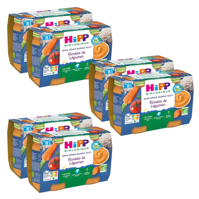 HiPP Menus du Soir Risotto de Légumes Petit Pot 190 g Bio