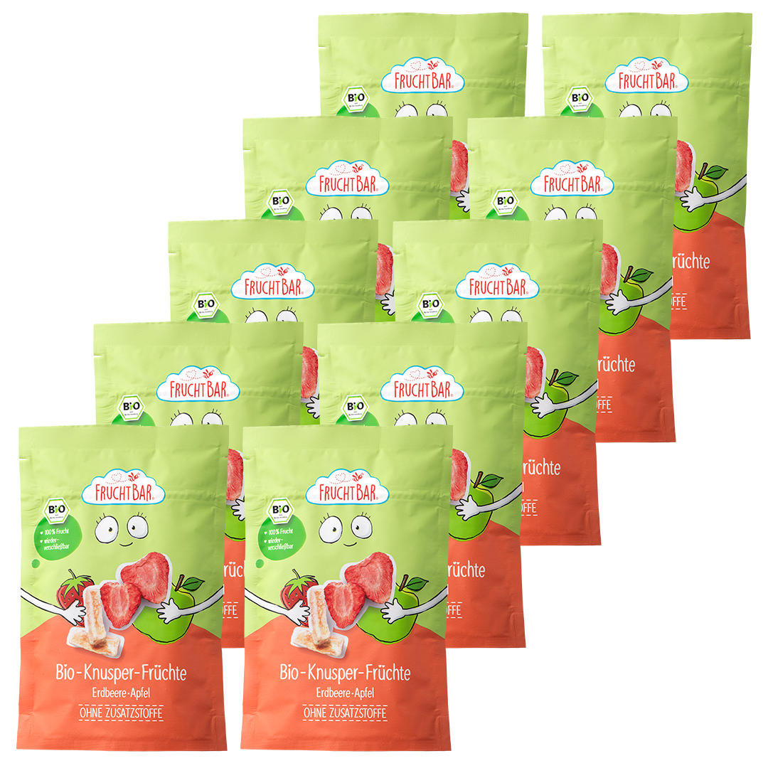 FruchtBar Bio Snacks Knusper Früchte fraise pomme à l'unité