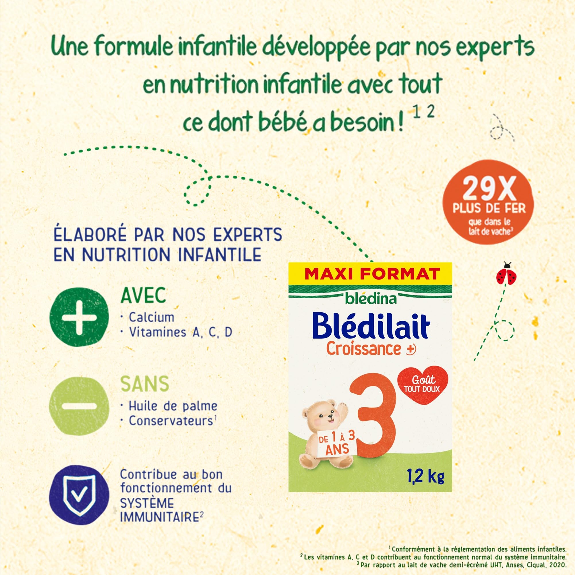 Blédina Blédilait Croissance lait poudre dès 12 mois 3x1,2kg fer