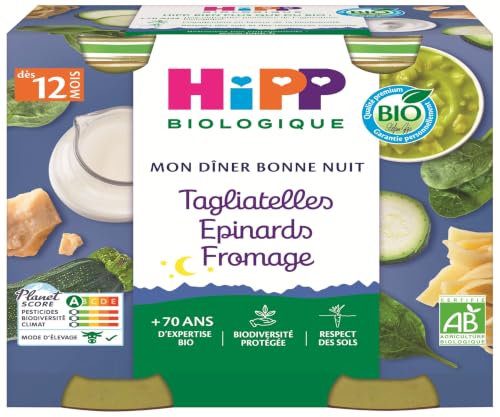 HiPP Mon Dîner Bonne Nuit Tagliatelles Épinards 12x250g