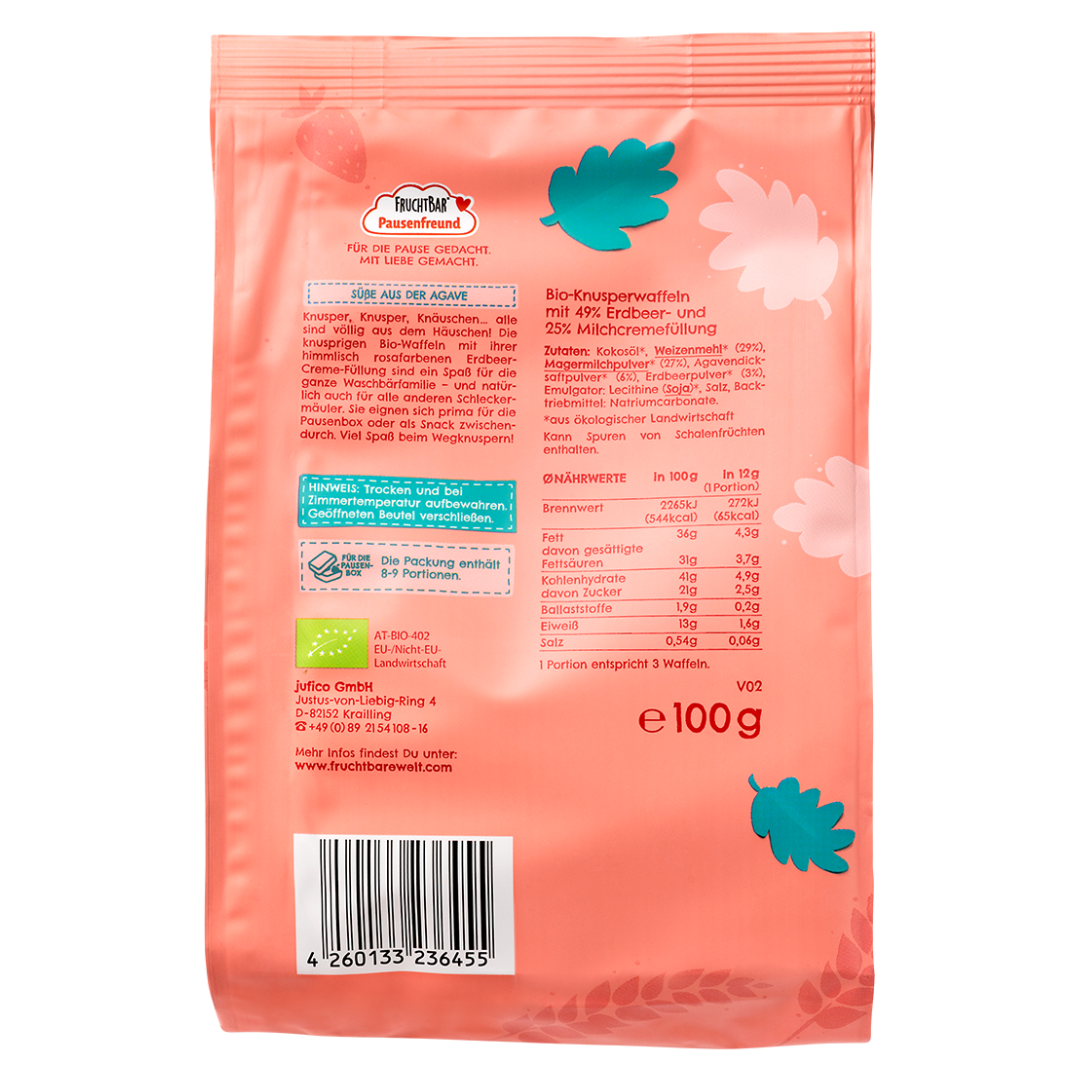 FruchtBar Bio Kekse gaufrettes fraise bio pièce dès 3 ans