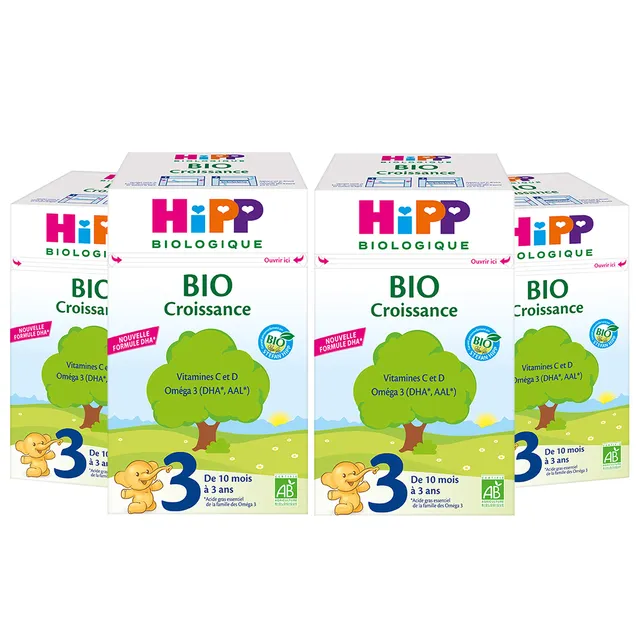 HiPP Laits Croissance Lait 3 Bio 700g lot de 4 dès 10 mois