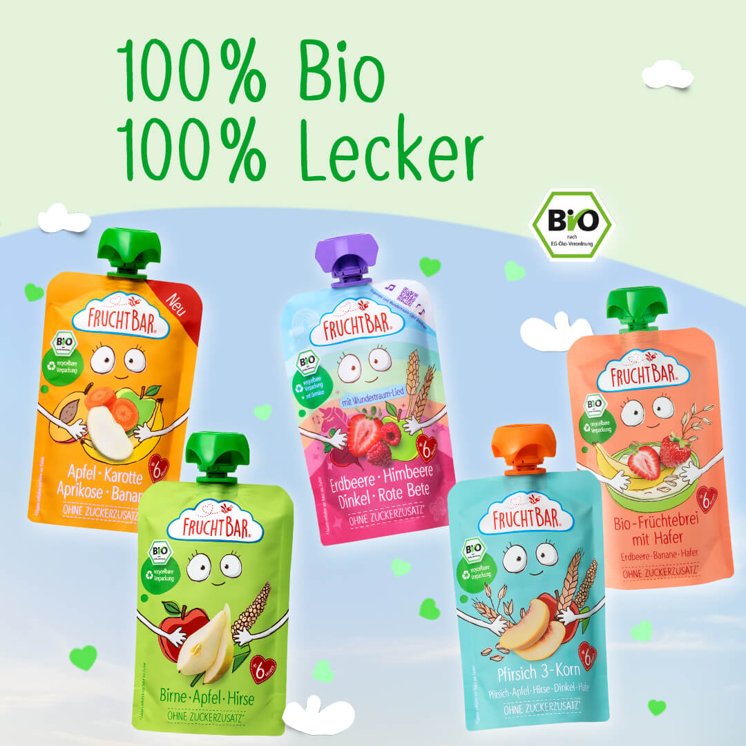 FruchtBar Bio Quetschies Pomme Banane Avoine gourde 6 mois