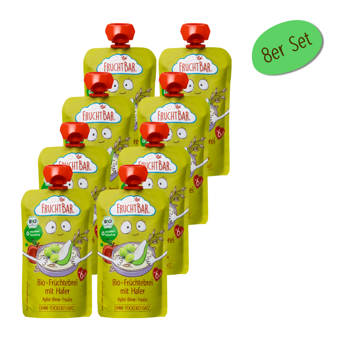 FruchtBar Bio Quetschies gourde bébé pomme poire raisin avoine 120g