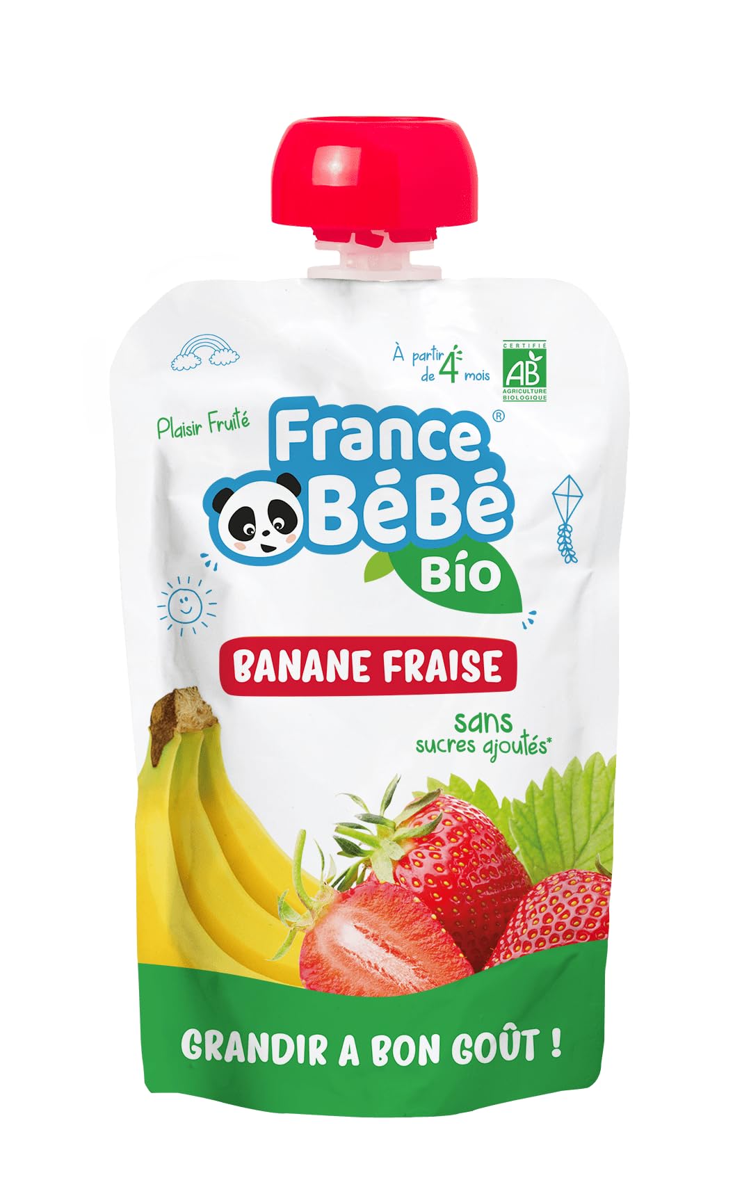 France Bébé Gourdes compote banane fraise bio 12x100g 4 mois