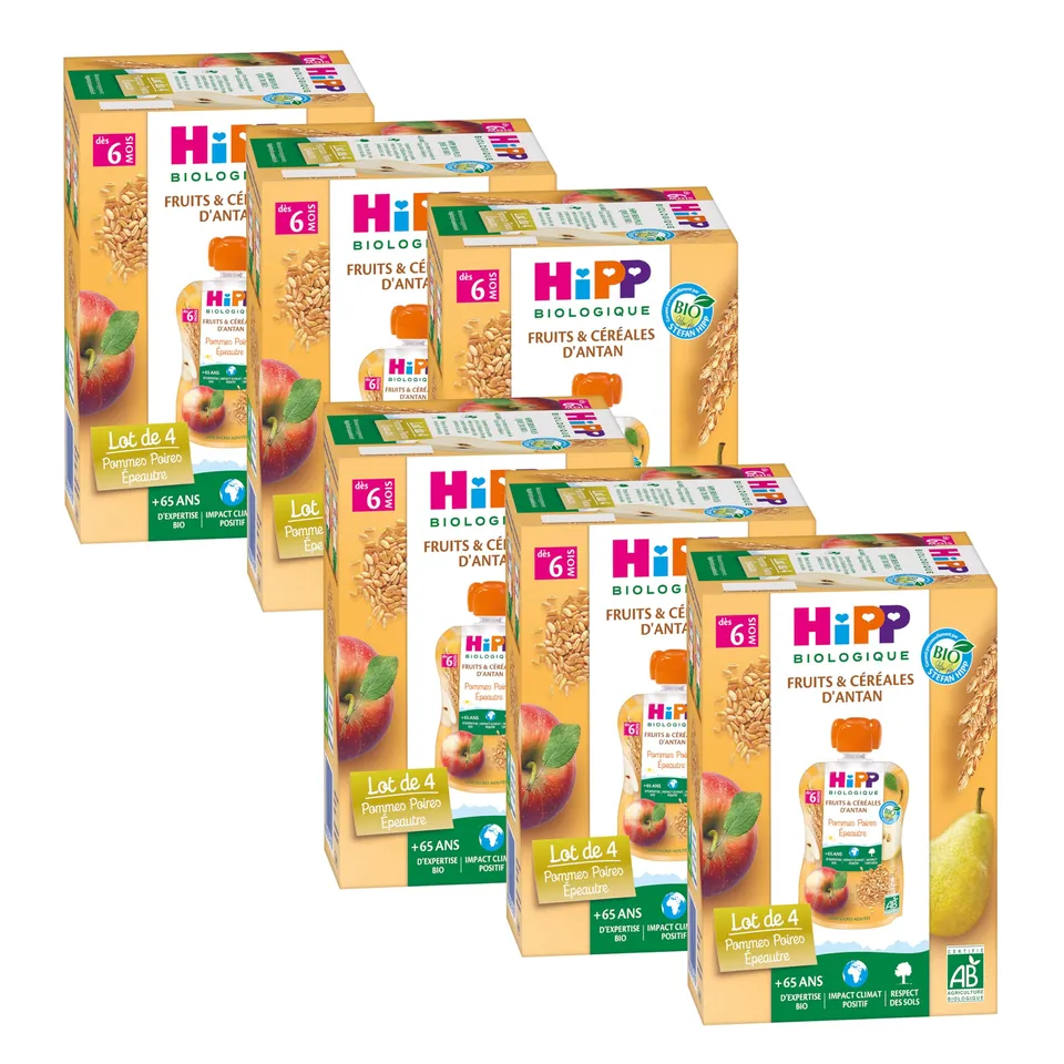 HiPP Fruits Pomme Poire Épeautre gourde bébé bio 24x90g 6 mois