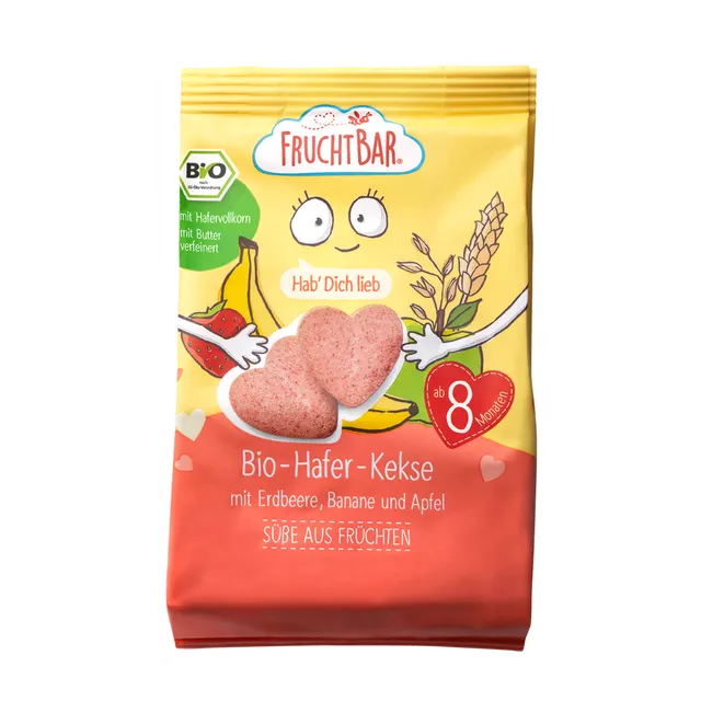 FruchtBar Bio Kekse biscuit avoine fraise banane 8 mois
