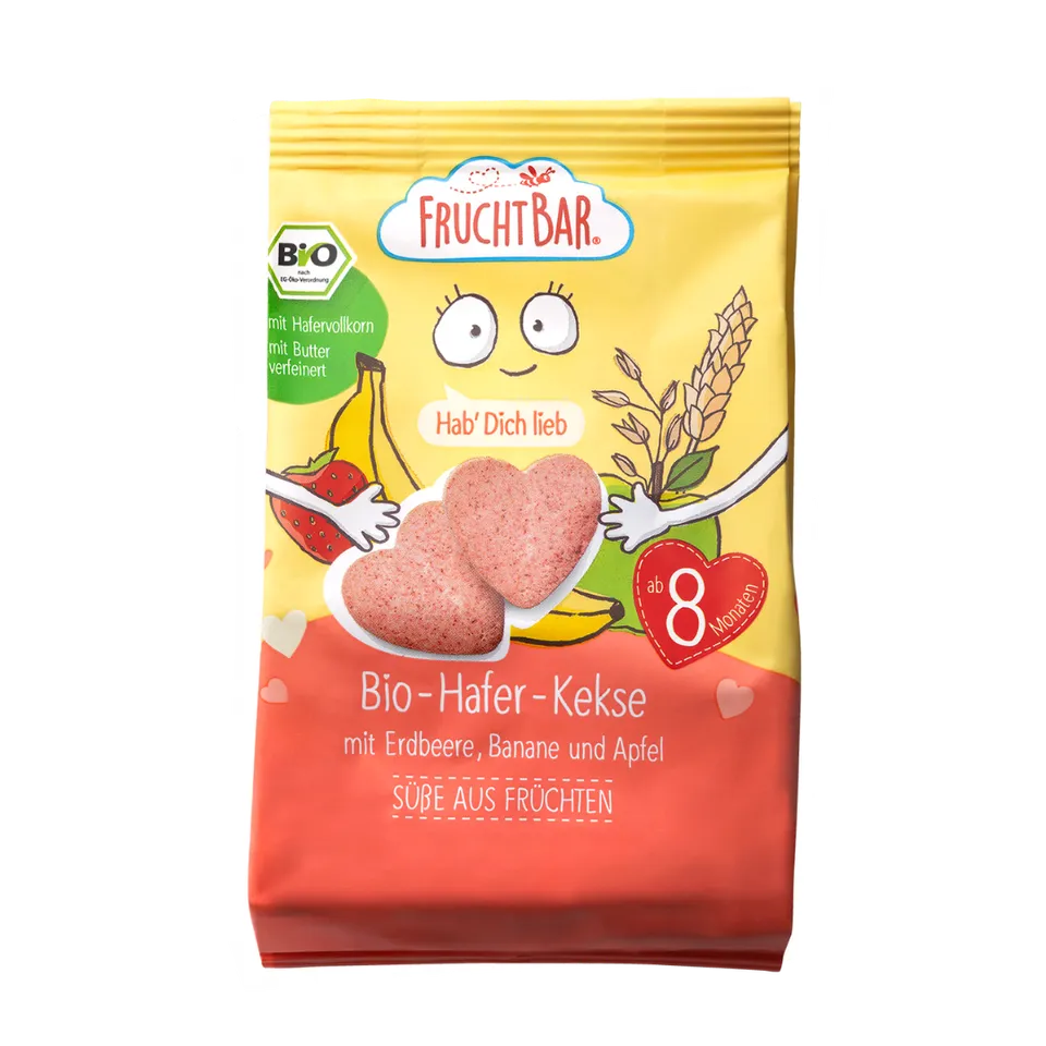 FruchtBar Bio Kekse biscuit avoine fraise banane 8 mois