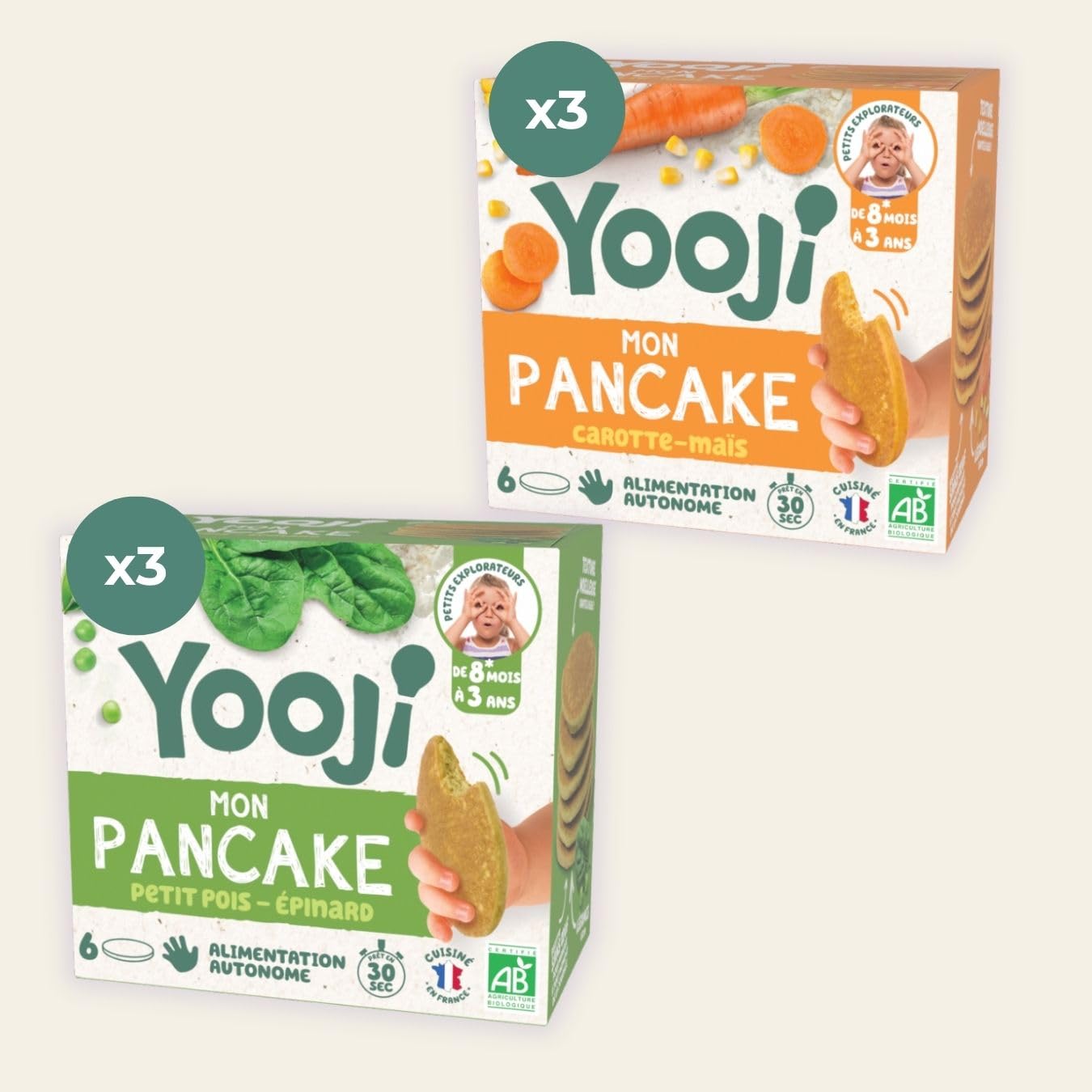 Yooji Pancakes pancake carotte petit pois bio 8 mois 6x120g